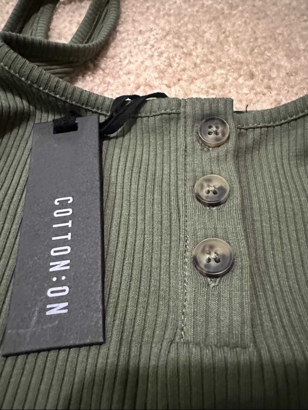 Cotton On Olive Ribbed Tank Bodycon Midi Dress - Picture 3 of 10